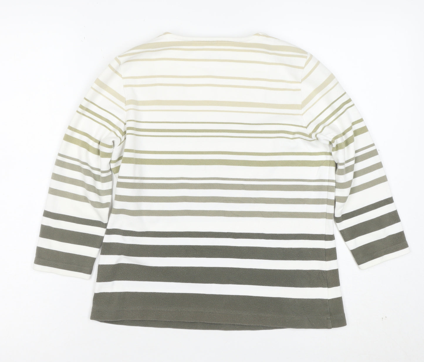 Dash Women’s Multicoloured Striped 3/4 Sleeve Cotton Stretch T-Shirt Size 12
