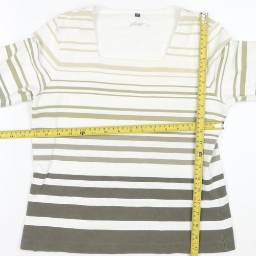 Dash Women’s Multicoloured Striped 3/4 Sleeve Cotton Stretch T-Shirt Size 12