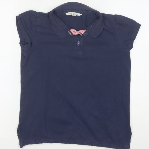 Fat Face Girls Blue Collared Polo Shirt 12-13 Years Cotton Short Sleeve