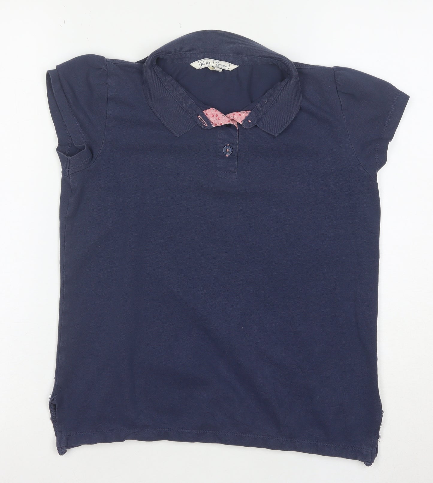Fat Face Girls Blue Collared Polo Shirt 12-13 Years Cotton Short Sleeve