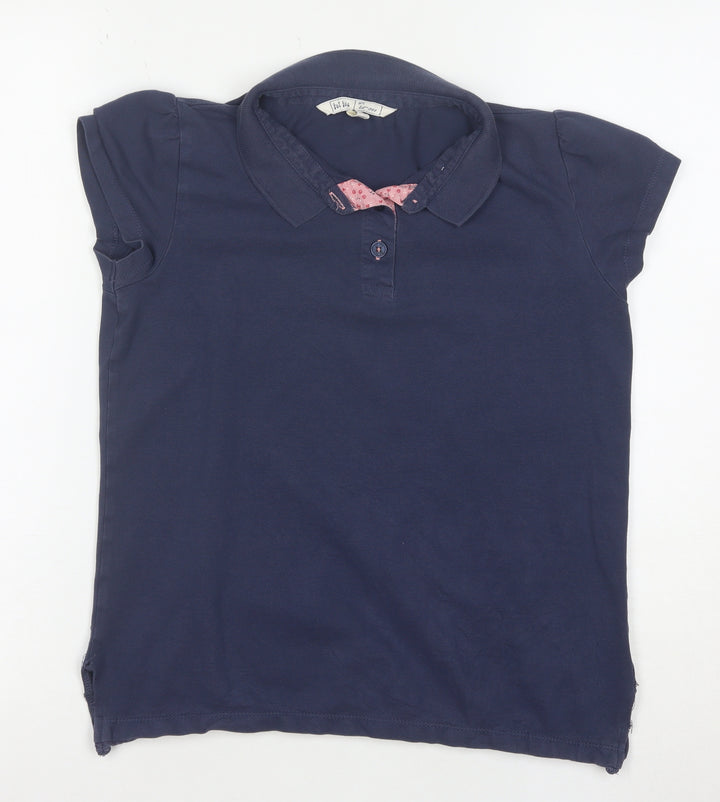 Fat Face Girls Blue Collared Polo Shirt 12-13 Years Cotton Short Sleeve
