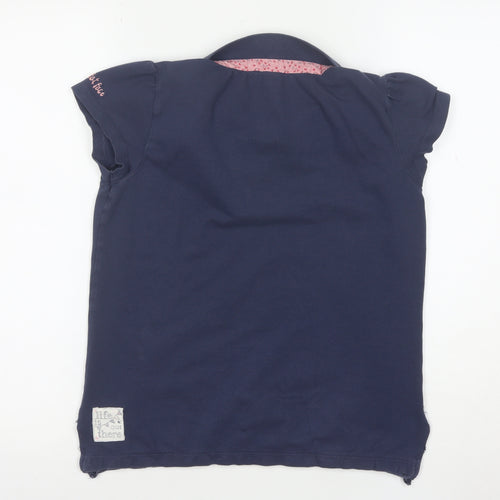 Fat Face Girls Blue Collared Polo Shirt 12-13 Years Cotton Short Sleeve