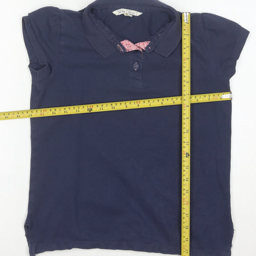 Fat Face Girls Blue Collared Polo Shirt 12-13 Years Cotton Short Sleeve