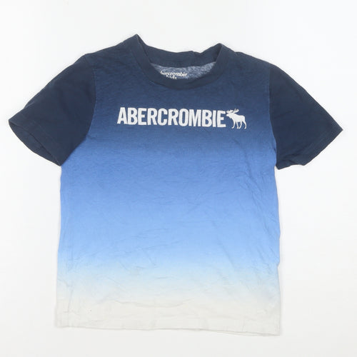 Abercrombie Kids Boys Blue Ombre Logo Short Sleeve Cotton T-Shirt 7-8 Years