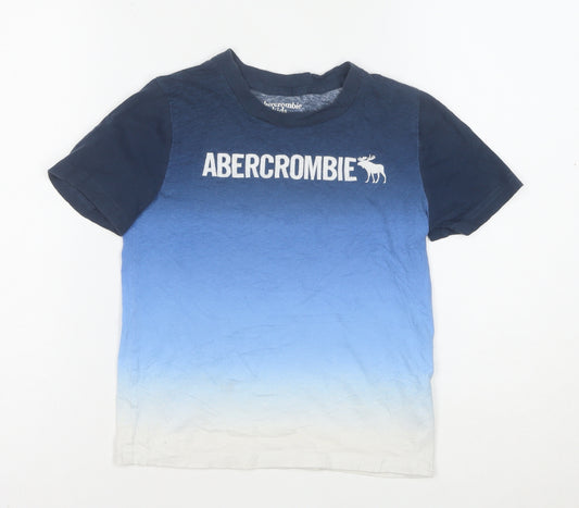 Abercrombie Kids Boys Blue Ombre Logo Short Sleeve Cotton T-Shirt 7-8 Years