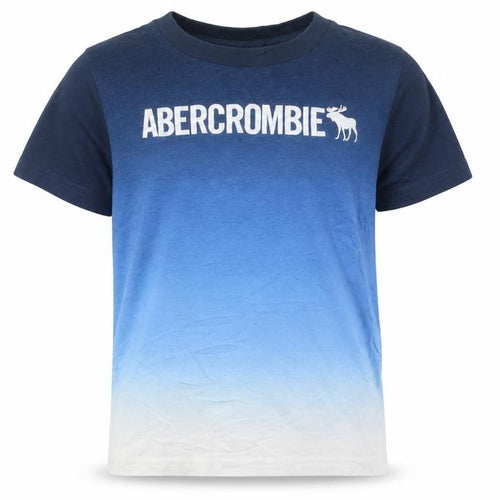 Abercrombie Kids Boys Blue Ombre Logo Short Sleeve Cotton T-Shirt 7-8 Years