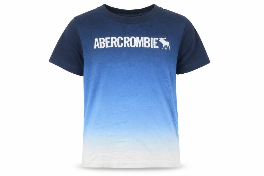 Abercrombie Kids Boys Blue Ombre Logo Short Sleeve Cotton T-Shirt 7-8 Years