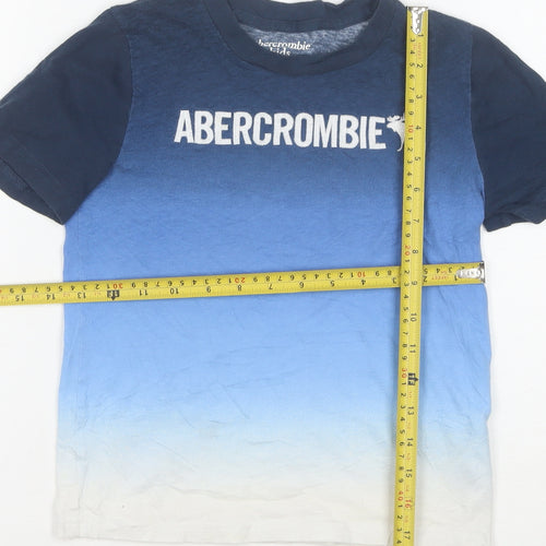 Abercrombie Kids Boys Blue Ombre Logo Short Sleeve Cotton T-Shirt 7-8 Years