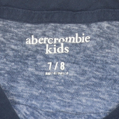 Abercrombie Kids Boys Blue Ombre Logo Short Sleeve Cotton T-Shirt 7-8 Years