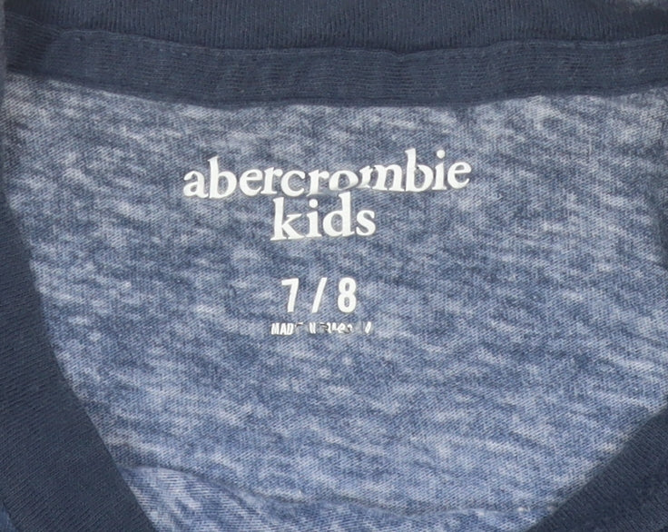 Abercrombie Kids Boys Blue Ombre Logo Short Sleeve Cotton T-Shirt 7-8 Years