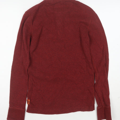 Superdry Men's Red Henley Long Sleeve Cotton Sweatshirt Size S
