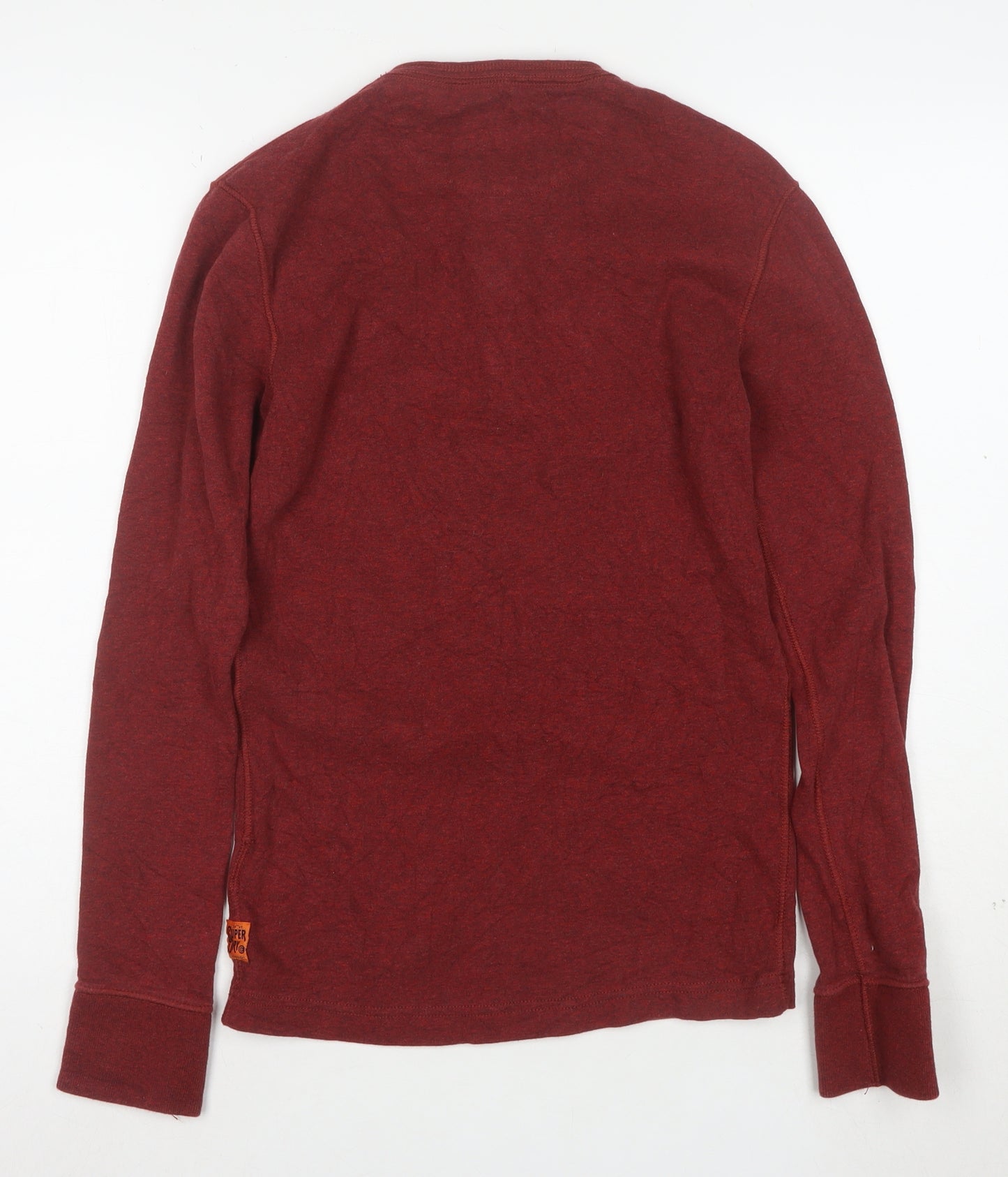 Superdry Men's Red Henley Long Sleeve Cotton Sweatshirt Size S
