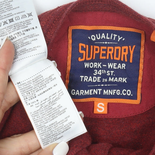 Superdry Men's Red Henley Long Sleeve Cotton Sweatshirt Size S