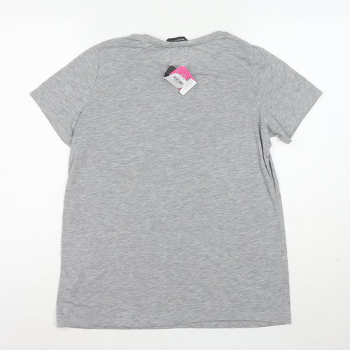 Dorothy Perkins Women Grey Sequin Heart Short Sleeve T-Shirt Size 14