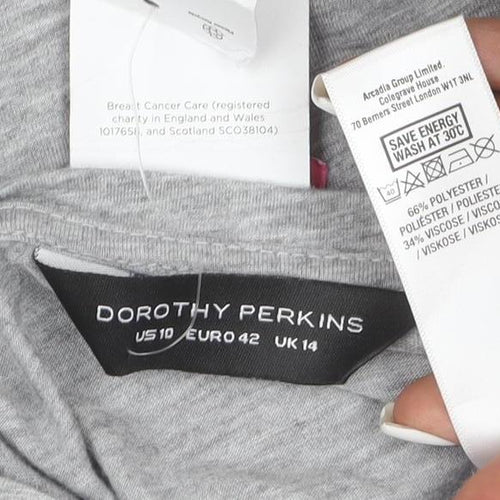 Dorothy Perkins Women Grey Sequin Heart Short Sleeve T-Shirt Size 14