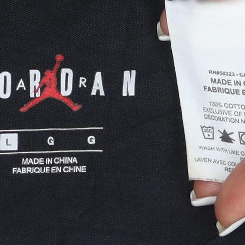 Jordan Men's Black Air Logo Graphic T-Shirt Size L Cotton