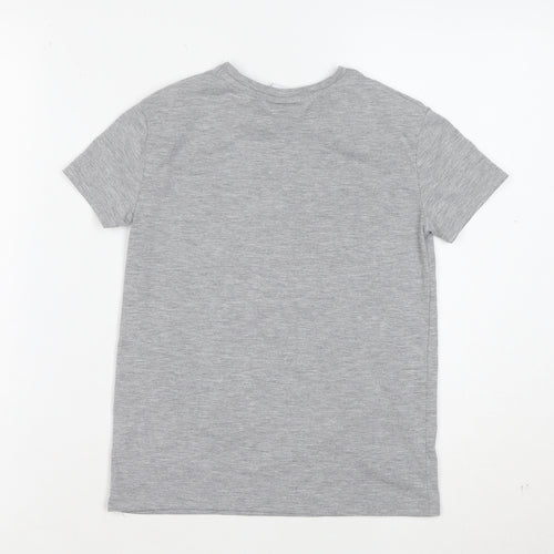 TU Girls Grey Mickey Mouse Rainbow T-Shirt 8 Years Short Sleeve Cotton Blend