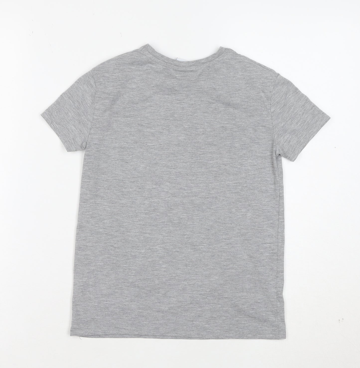 TU Girls Grey Mickey Mouse Rainbow T-Shirt 8 Years Short Sleeve Cotton Blend