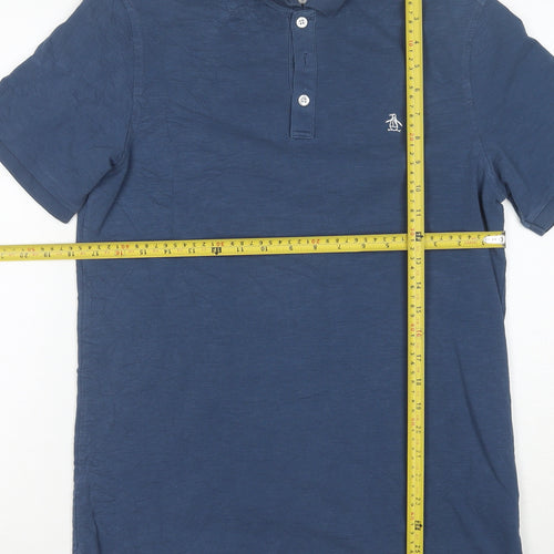 Original Penguin Men's Blue Cotton Polo Shirt M Regular Fit