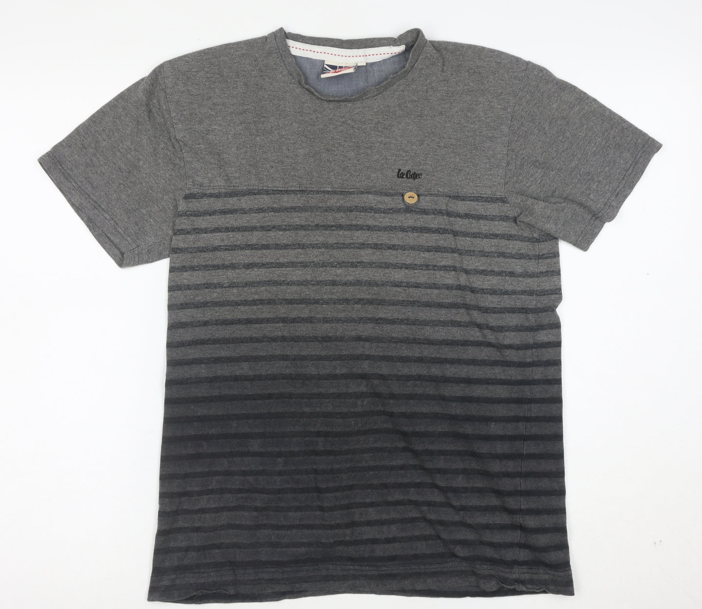Lee Cooper Men's Grey Striped Crew Neck Short Sleeve T-Shirt Size S