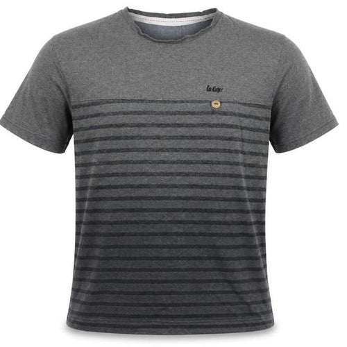 Lee Cooper Men's Grey Striped Crew Neck Short Sleeve T-Shirt Size S