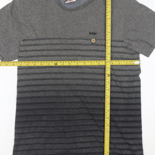Lee Cooper Men's Grey Striped Crew Neck Short Sleeve T-Shirt Size S