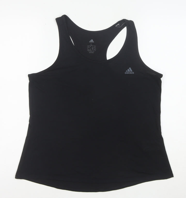 Adidas Womens Black Climalite Racerback Tank Top L Lightweight Gym