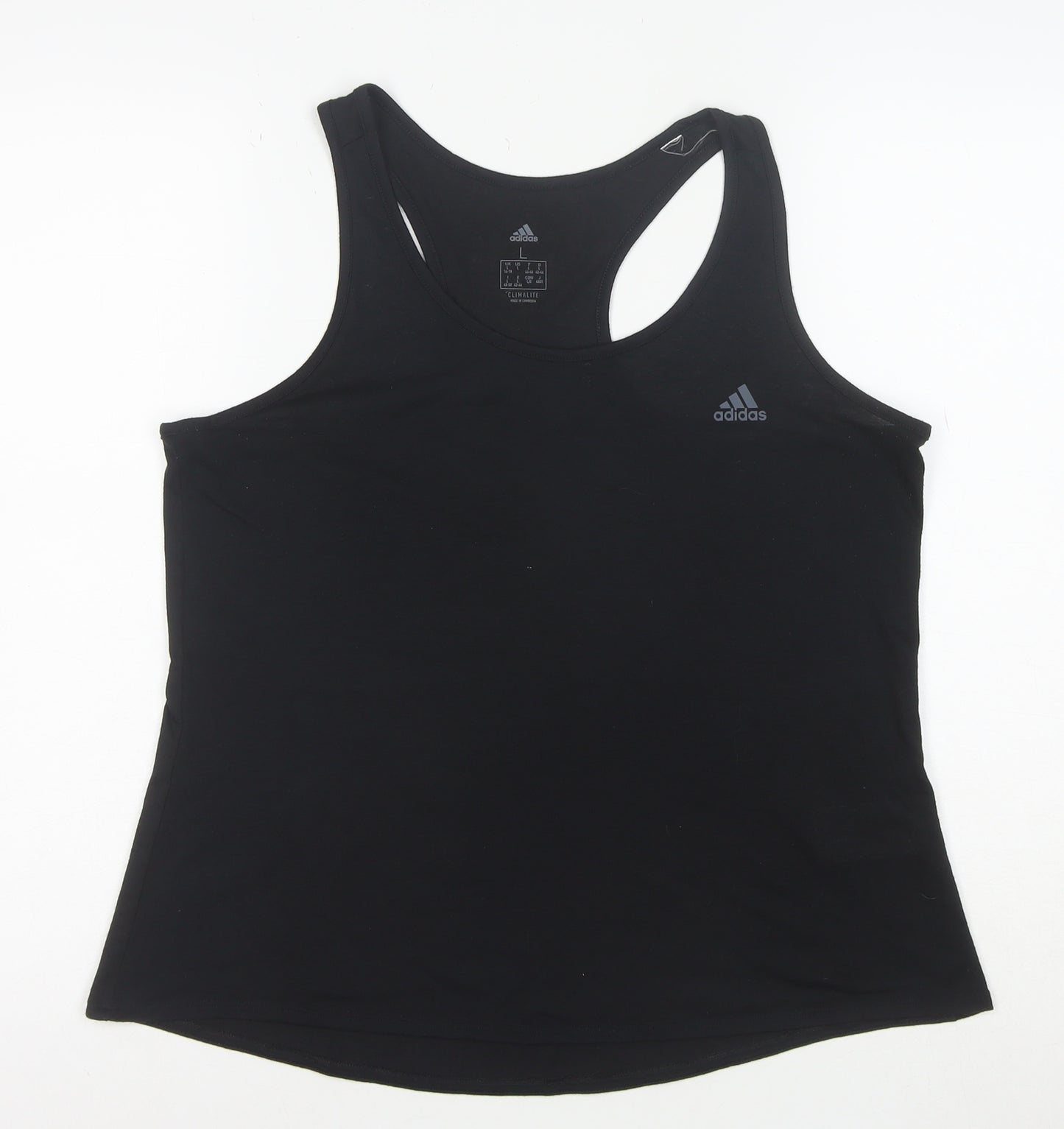 Adidas Womens Black Climalite Racerback Tank Top L Lightweight Gym