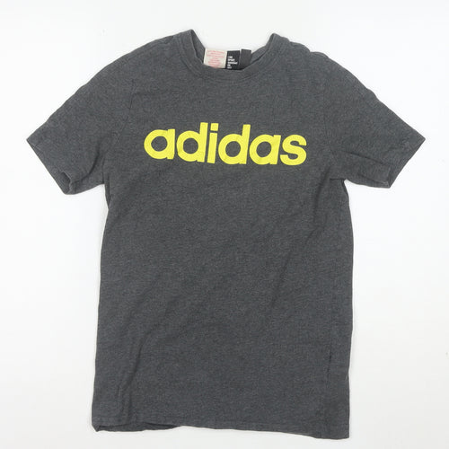 adidas Boys Grey 13-14 Years Short Sleeve Logo T-Shirt