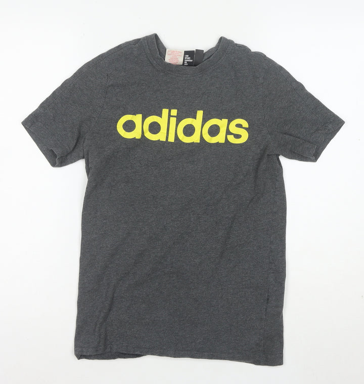 adidas Boys Grey 13-14 Years Short Sleeve Logo T-Shirt