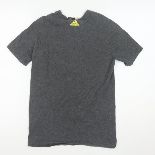 adidas Boys Grey 13-14 Years Short Sleeve Logo T-Shirt
