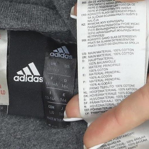 adidas Boys Grey 13-14 Years Short Sleeve Logo T-Shirt
