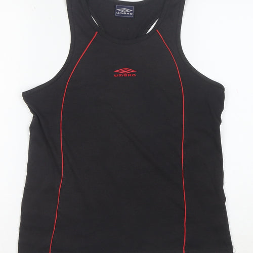 Umbro Men’s Black Sleeveless Sports T-Shirt Size S Cotton Stretch