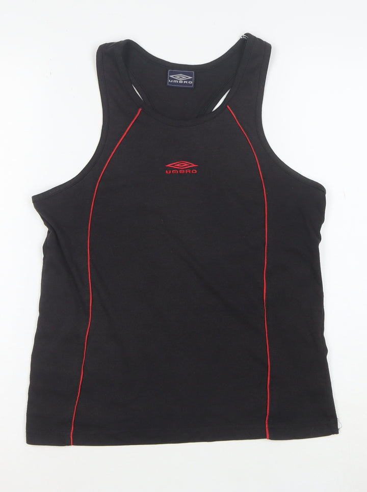 Umbro Men’s Black Sleeveless Sports T-Shirt Size S Cotton Stretch