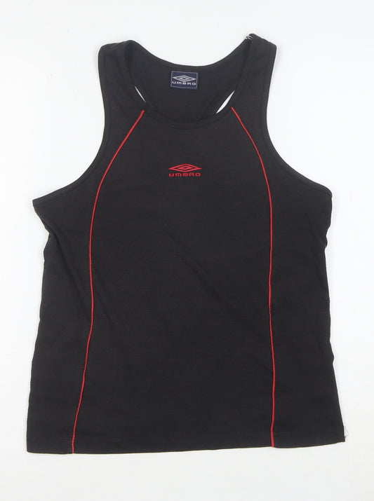 Umbro Men’s Black Sleeveless Sports T-Shirt Size S Cotton Stretch