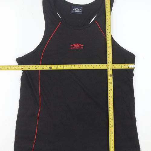 Umbro Men’s Black Sleeveless Sports T-Shirt Size S Cotton Stretch