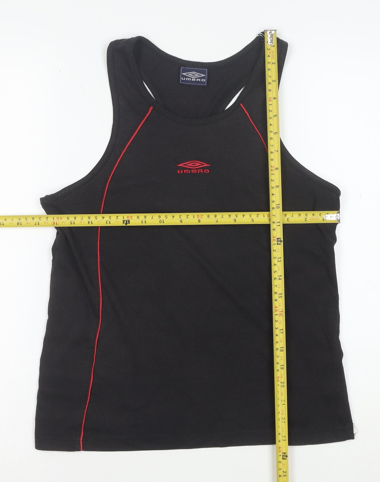 Umbro Men’s Black Sleeveless Sports T-Shirt Size S Cotton Stretch