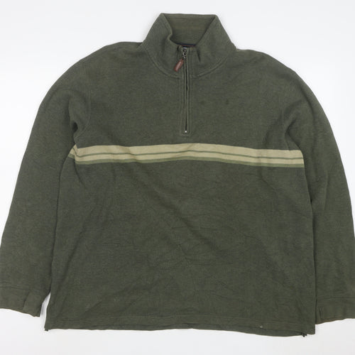 Denver Hayes Men’s Green XL 1/4 Zip Cotton Knit Sweatshirt