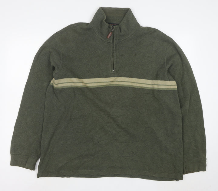 Denver Hayes Men’s Green XL 1/4 Zip Cotton Knit Sweatshirt