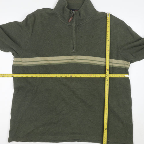 Denver Hayes Men’s Green XL 1/4 Zip Cotton Knit Sweatshirt