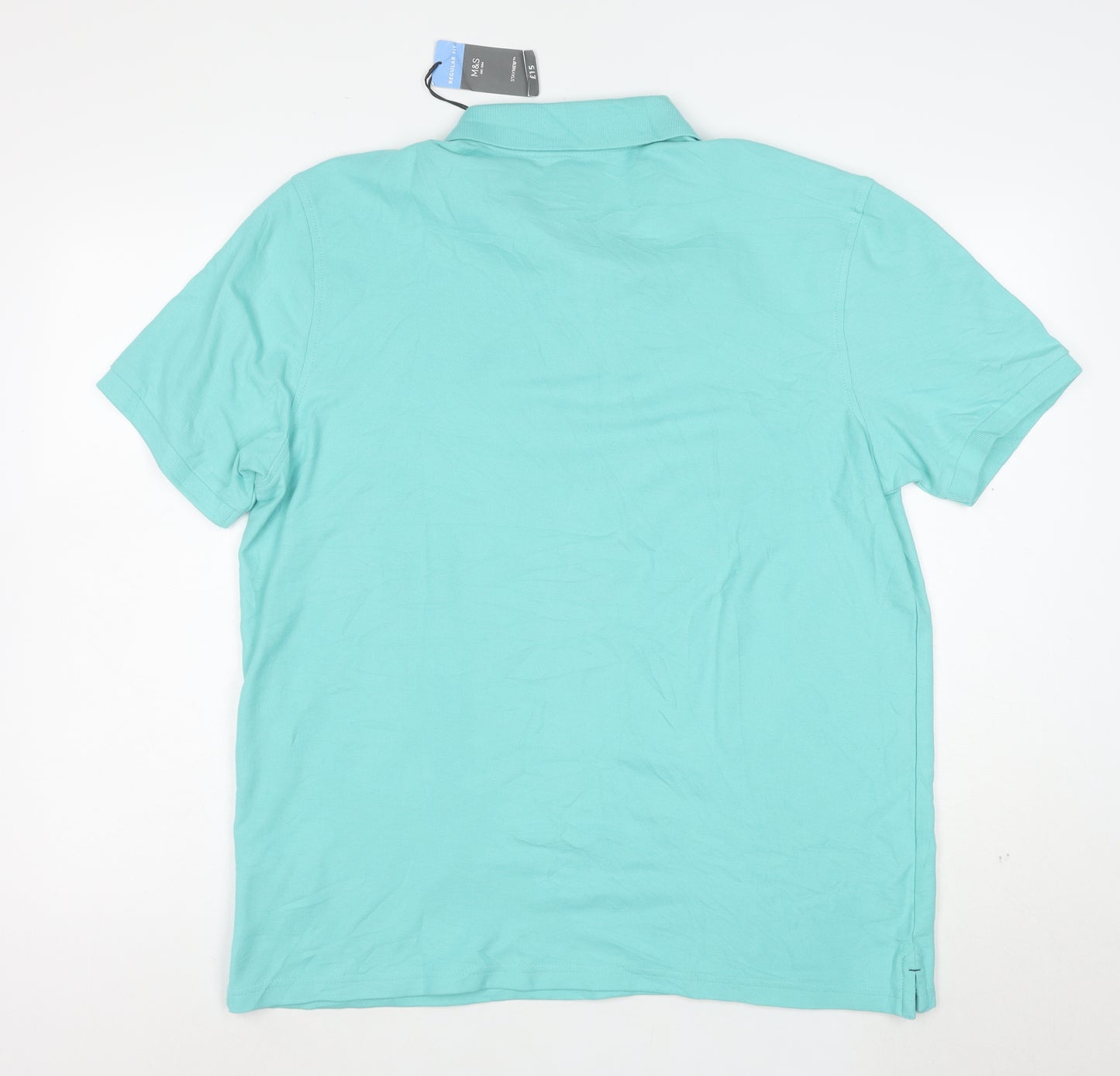 Marks and Spencer Men's Blue XL Regular Fit Cotton Polo Shirt