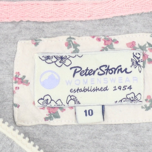 Peter Storm Womens Grey Full Zip Hoodie Size 10 Cotton Blend