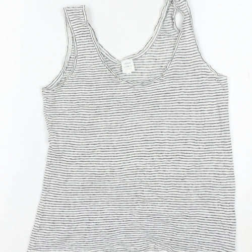 John Lewis Women’s White Striped Linen Tank Top Size 8 Camisole
