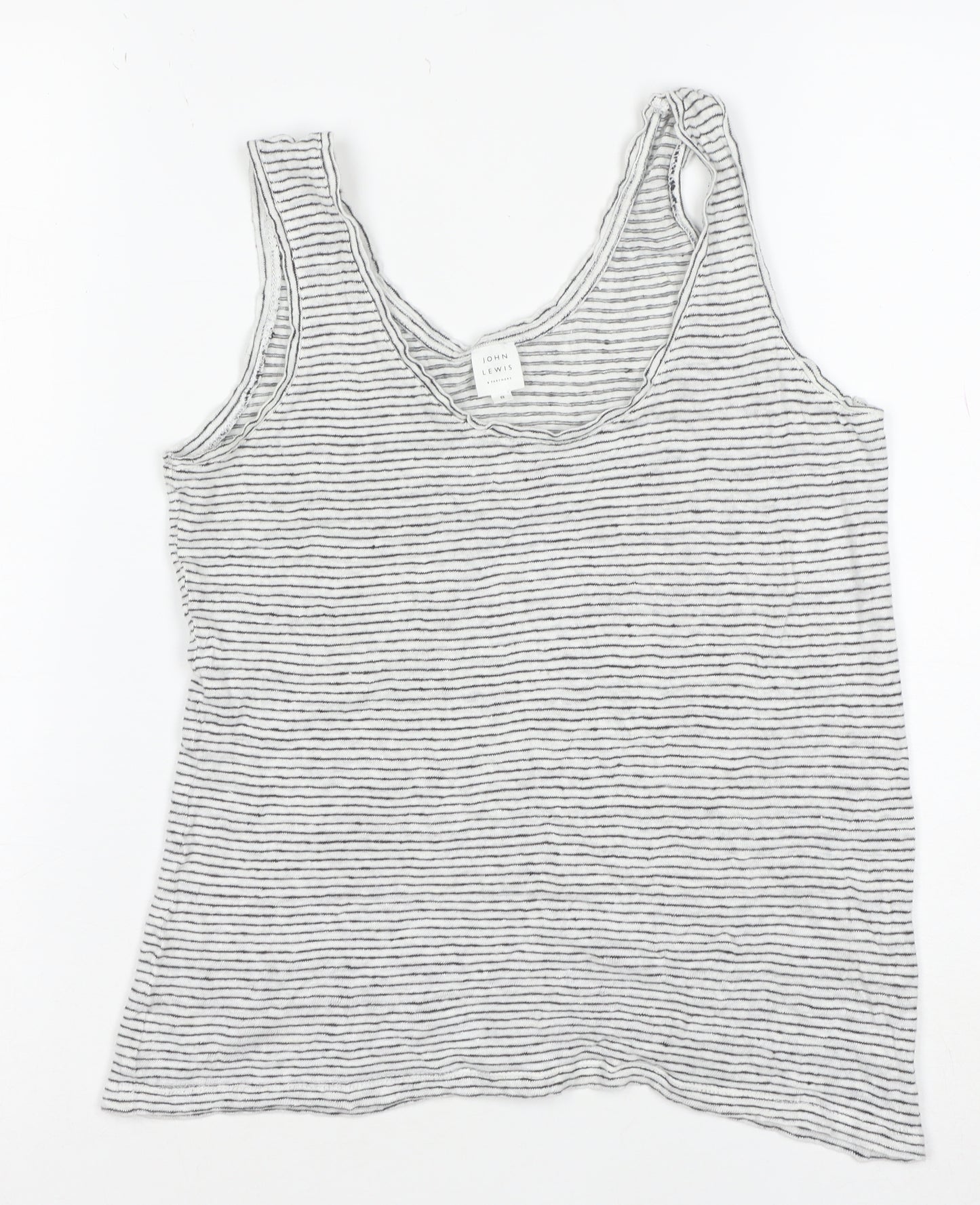 John Lewis Women’s White Striped Linen Tank Top Size 8 Camisole