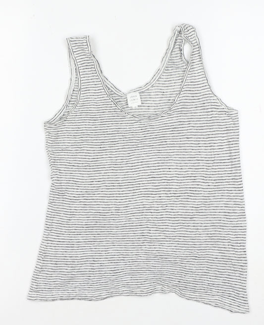John Lewis Women’s White Striped Linen Tank Top Size 8 Camisole
