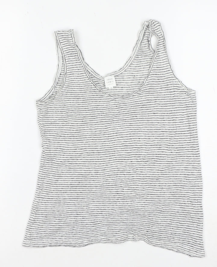 John Lewis Women’s White Striped Linen Tank Top Size 8 Camisole
