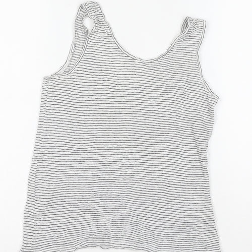 John Lewis Women’s White Striped Linen Tank Top Size 8 Camisole
