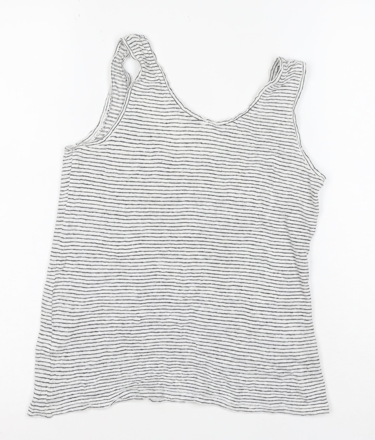 John Lewis Women’s White Striped Linen Tank Top Size 8 Camisole