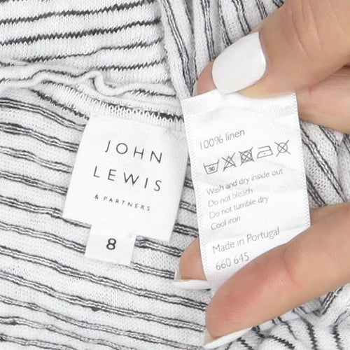 John Lewis Women’s White Striped Linen Tank Top Size 8 Camisole