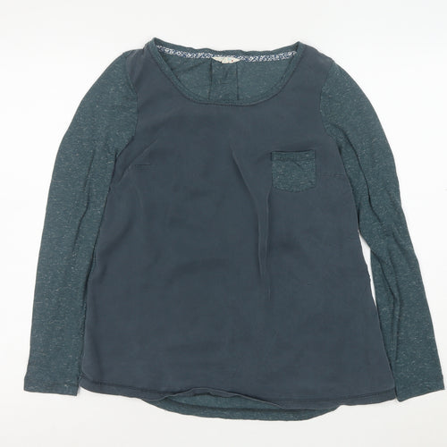 Fat Face Women's Blue Long Sleeve Blouse Size 14 Viscose Cotton Mix